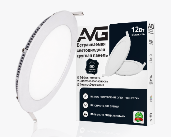 სურათი მრგვალი ჩაღრმავებული პანელი 12W-6K