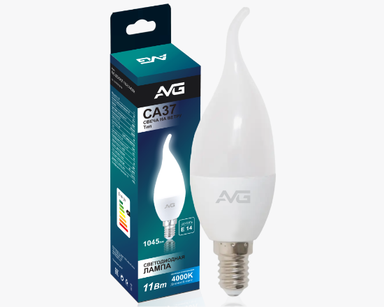 სურათი AVG ნათურა CA37-11W-E14-4K სანთლის ფორმა
