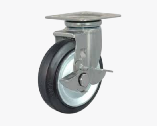 სურათი 93N-160STB-RB 6 ინჩიანი რეზინის ბორბალი სამრეწველო ბორბლის საკეტით