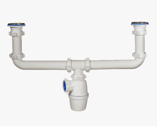 სურათი A-4009 Orio ორმაგი ბოთლის სიფონი, ორდონიანი, 1 1/2 х 40