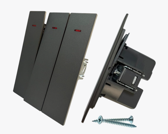 სურათი CC-PJ-90 3-gang switch grey with indicator