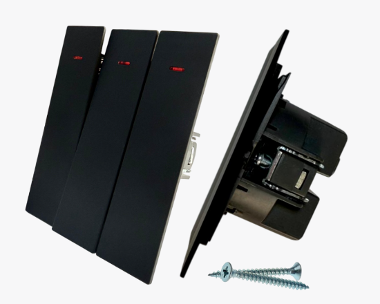 სურათი CC-PJ-90 3-gang switch black with indicator