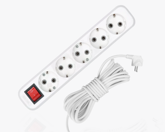სურათი MGP-338 Extension socket with 10m wire 5-gang with grounding ON/OFF